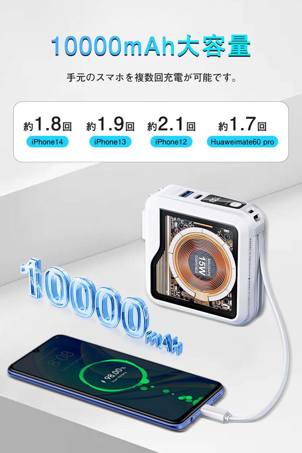 リチウム充電器 10000mAh 超高速充電 type-cケーブル セット PD Amazon | USB 充電器 type-c 合計120W PD 急速充電器 6ポート